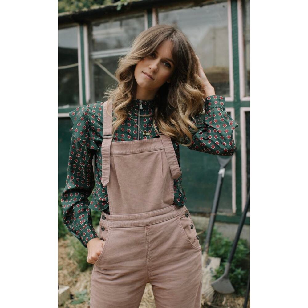Adriano Goldschmied AG Corduroy Gwendolyn Backless Overalls Flare Small Pink